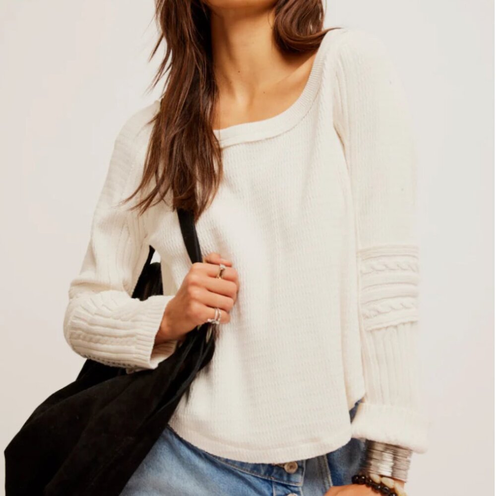 Free People WE THE FREE Swinging Cable Cuff Long Sleeve Shirt size XS